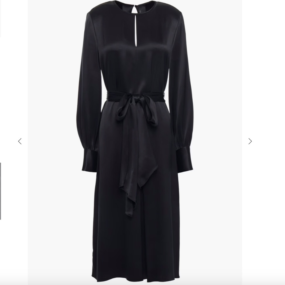 100% Silk Joseph Belted Pleated Cutout Silk-Satin Dress NWT Size FR 36